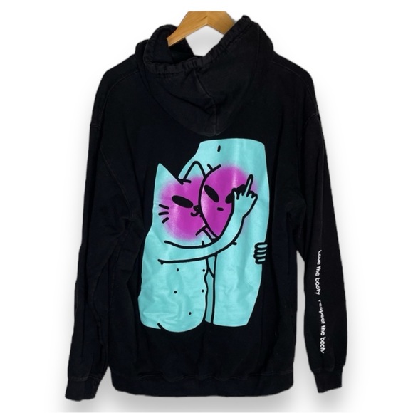 Love The Booty Respect The Booty Hoodie Black - Picture 1 of 6